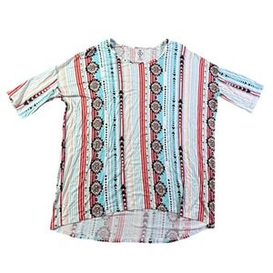 Agnes & Dora Large Tunic Top Aztec Stripe Print Casual Comfortable Blouse